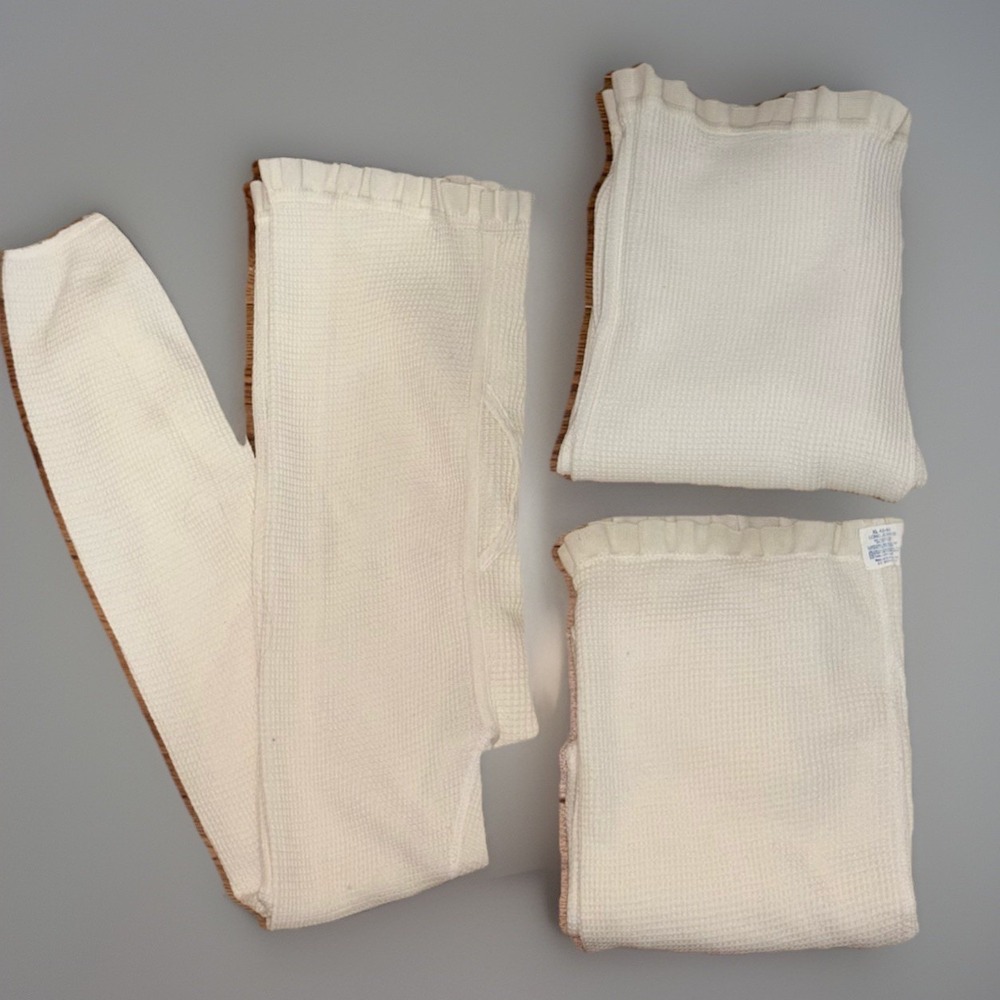 Vtg J.E. Morgan Thermax Waffle Knit White Long John Pants Mens XL (42-44) 3 Pair